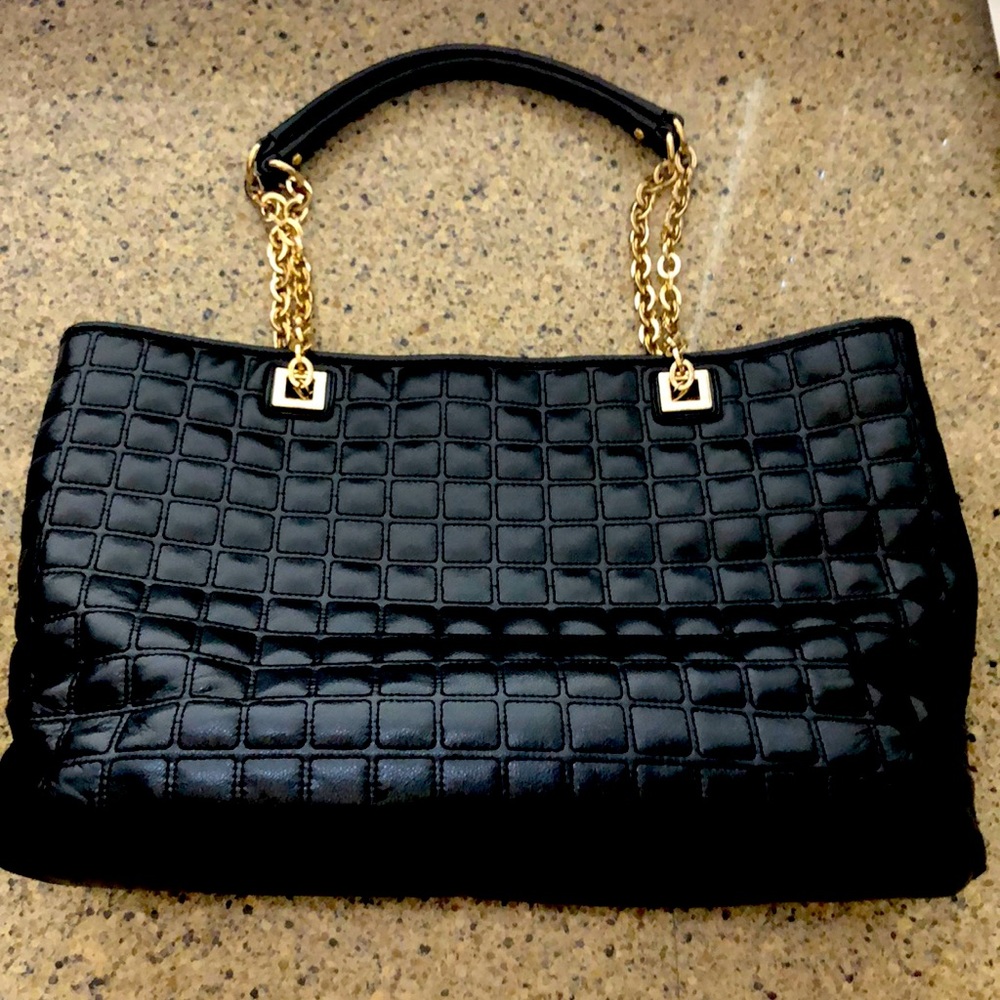 Antonio Melani Black Leather Quilted tote